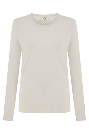 Mira Women T-Shirt Round Neck Long Sleeve White Sand