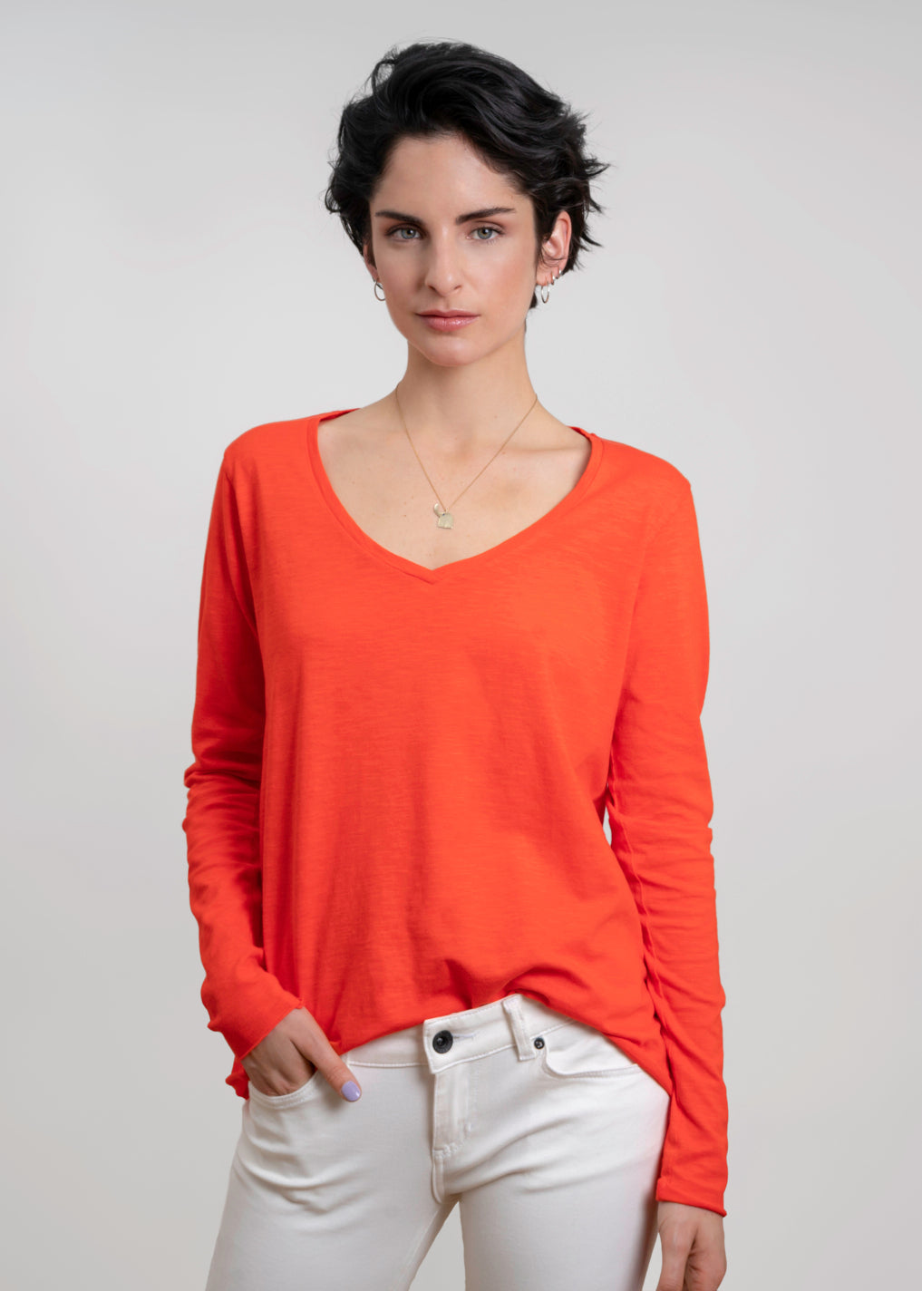 Esterella V Neck T-Shirt L/S Single Jersey TEST