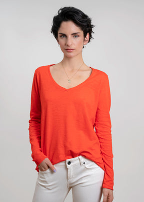 Esterella V Neck T-Shirt L/S Single Jersey TEST