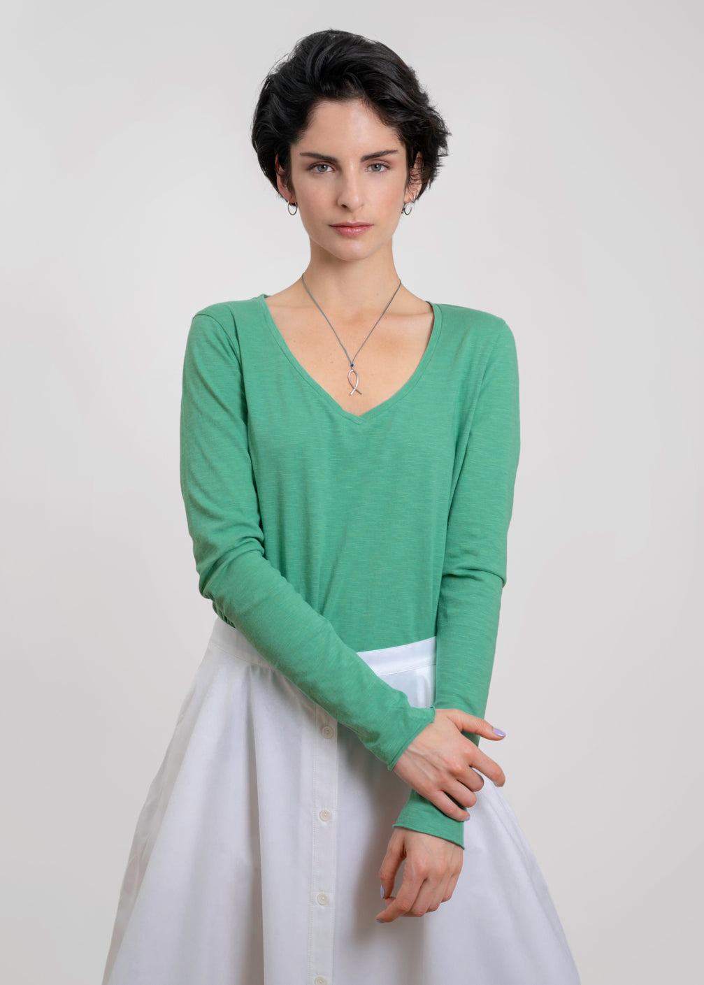 Esterella V Neck T-Shirt L/S Single Jersey TEST