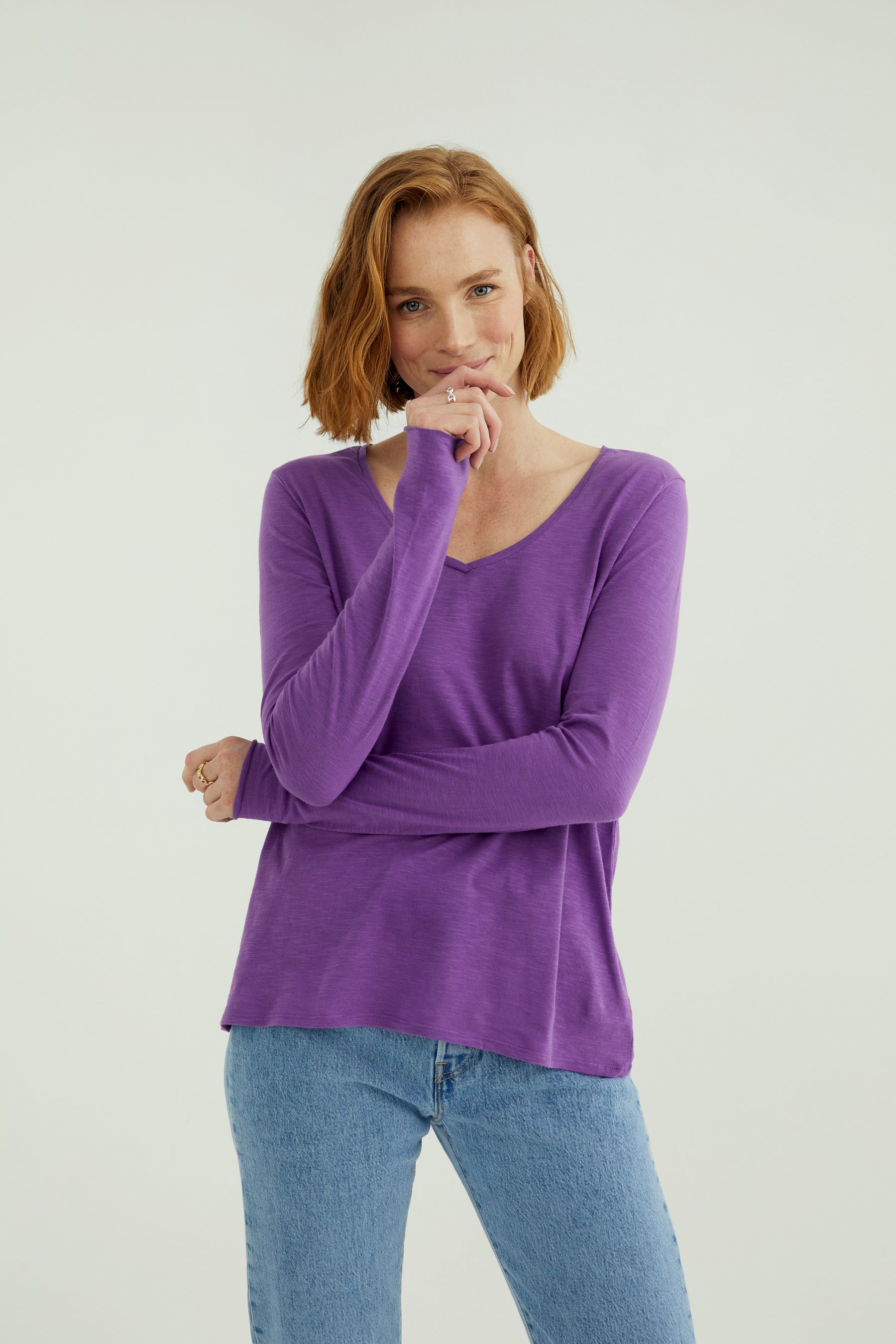 Esterella V Neck T-Shirt L/S Single Jersey TEST
