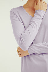 Esterella Damen T-Shirt mit V-Ausschnitt und langen Ärmeln Eisblau_E. Haze
