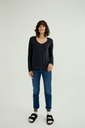 Esterella V Neck T-Shirt L/S Single Jersey TEST