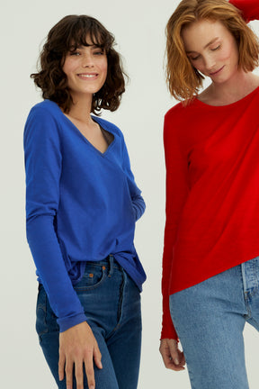 Esterella V Neck T-Shirt L/S Single Jersey TEST