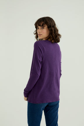 Esterella Women T-Shirt V-Neck Long Sleeve Crown Jewel