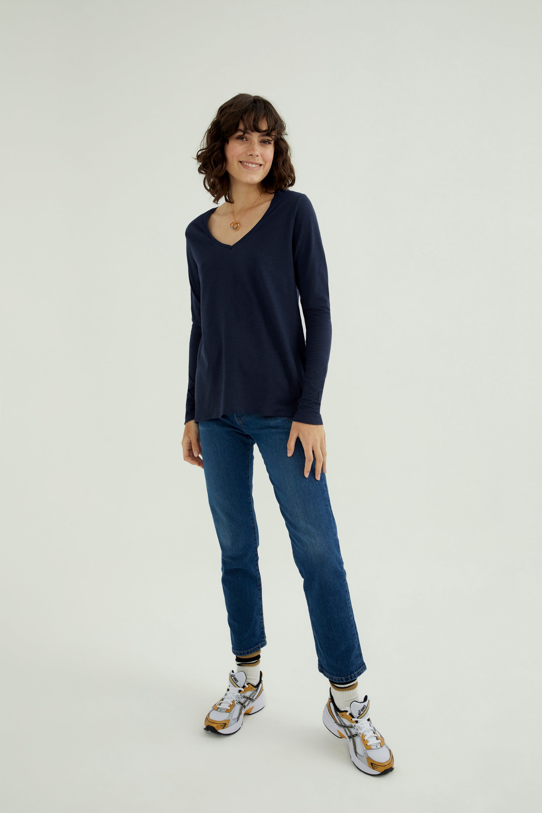 Esterella V Neck T-Shirt L/S Single Jersey TEST