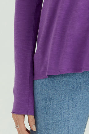 Esterella Damen T-Shirt mit V-Ausschnitt und langen Ärmeln in Lavendel