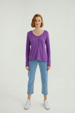 Esterella V Neck T-Shirt L/S Single Jersey TEST