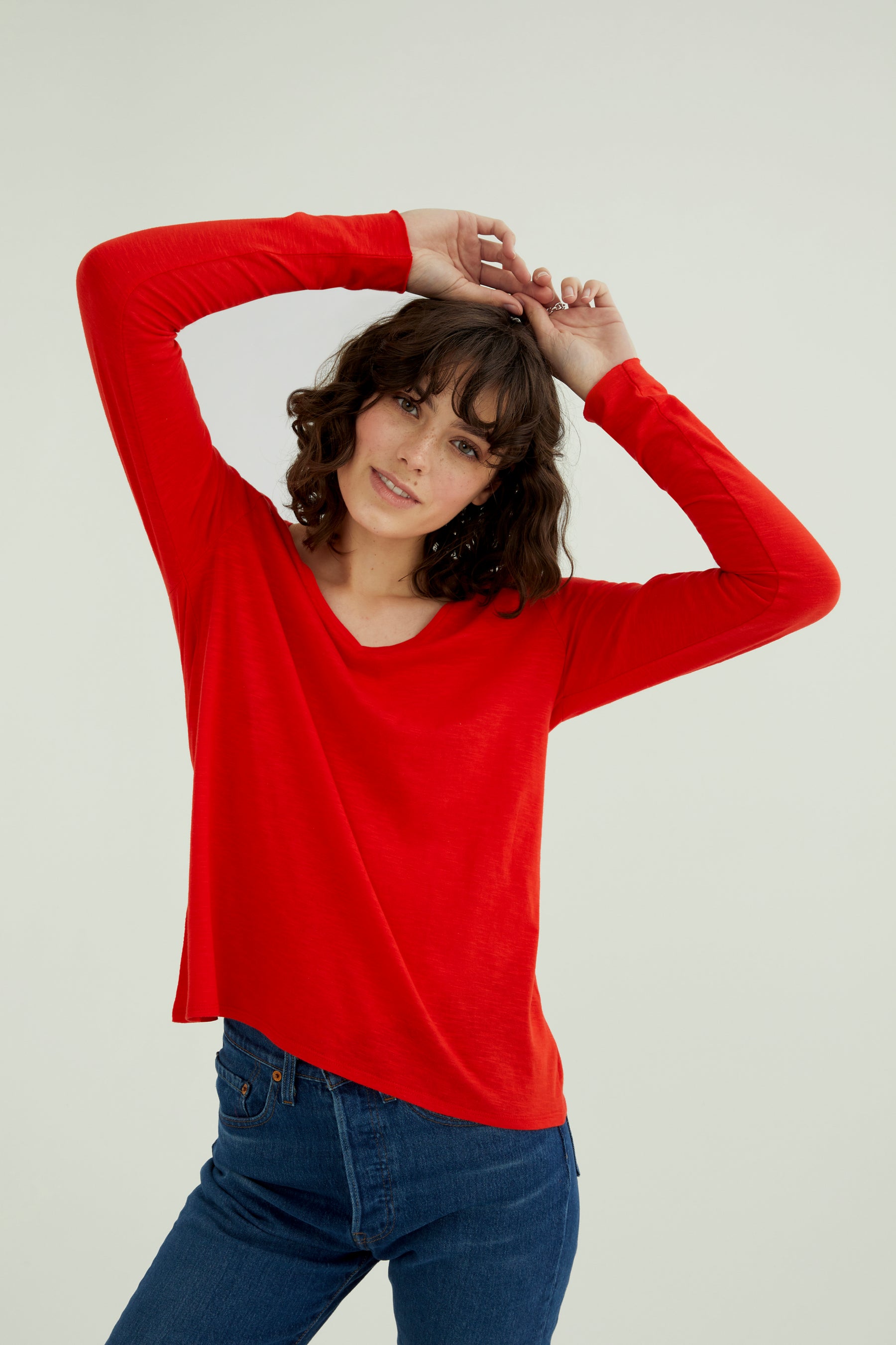 Esterella V Neck T-Shirt L/S Single Jersey TEST