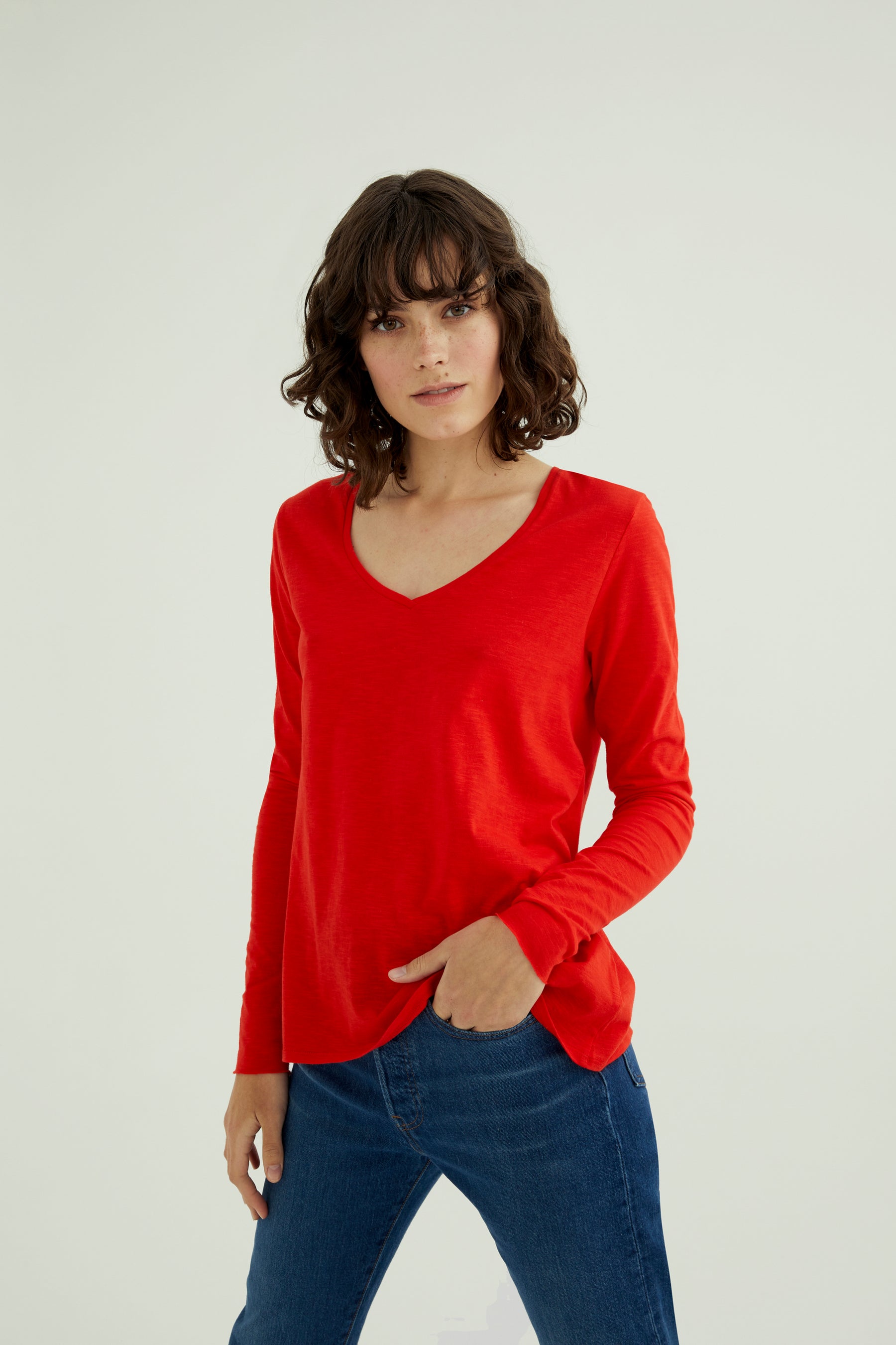 Esterella V Neck T-Shirt L/S Single Jersey TEST