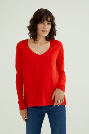 Esterella V Neck T-Shirt L/S Single Jersey TEST