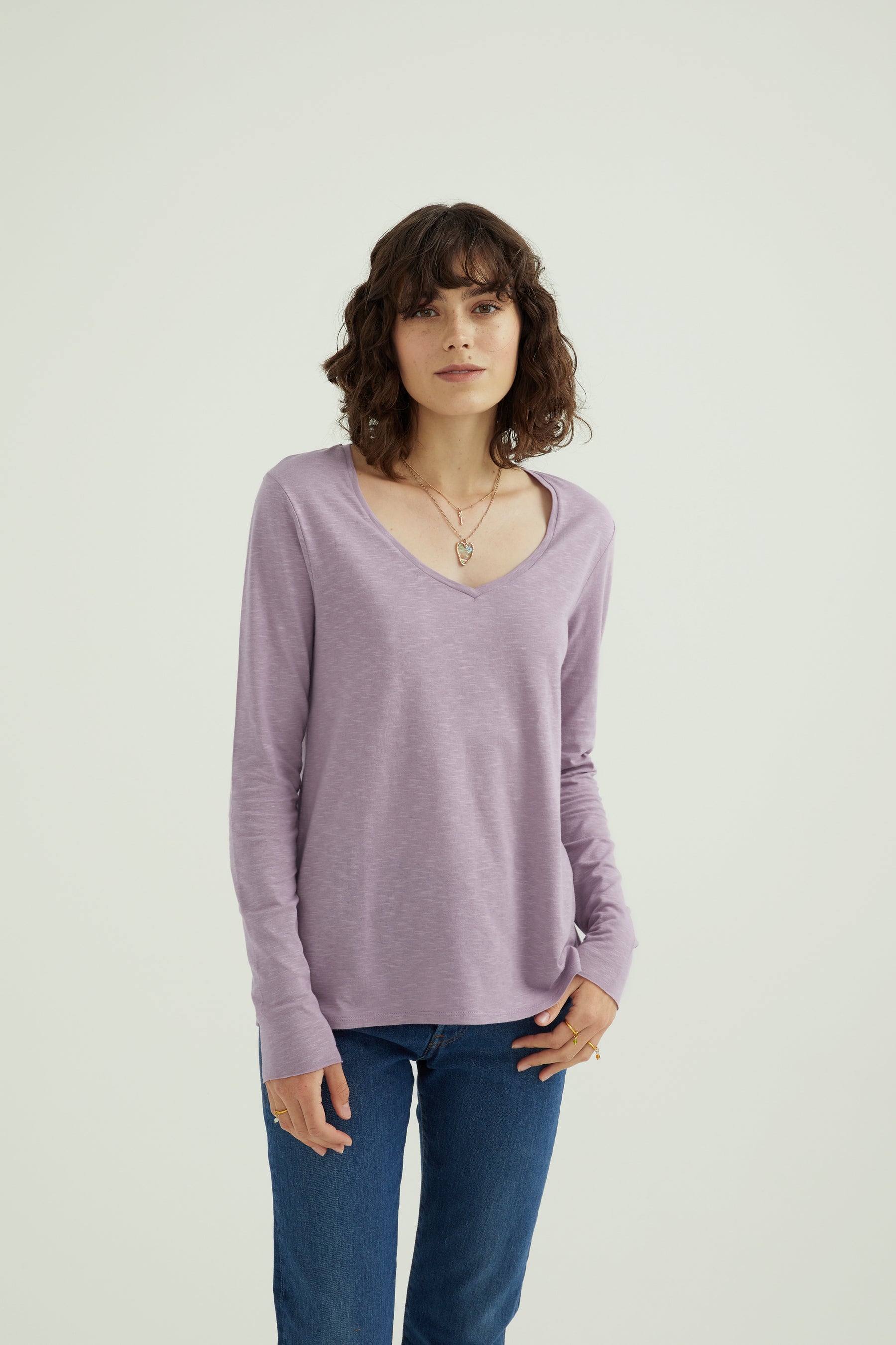 Esterella V Neck T-Shirt L/S Single Jersey TEST