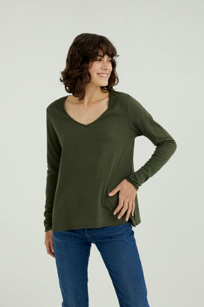 Esterella V Neck T-Shirt L/S Single Jersey TEST