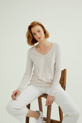 Esterella V Neck T-Shirt L/S Single Jersey TEST