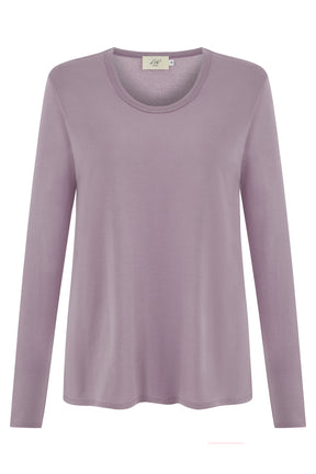 Miriam Damen T-Shirt Rundhalsausschnitt Langarm Lavendel Mist
