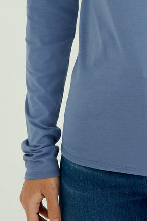 Mira Frauen T-Shirt Rundhalsausschnitt Langarm Land Blau