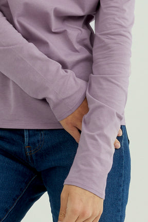 Mira Frauen T-Shirt Rundhalsausschnitt Langarm Lavendel Mist