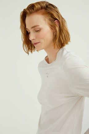 Mira Women T-Shirt Round Neck Long Sleeve White Sand