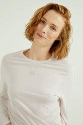 Mira Women T-Shirt Round Neck Long Sleeve White Sand