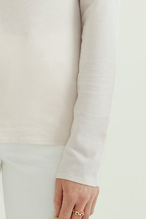Mira Women T-Shirt Round Neck Long Sleeve White Sand
