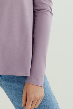 Miriam Damen T-Shirt Rundhalsausschnitt Langarm Lavendel Mist