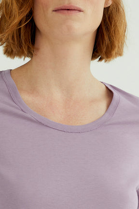 Miriam Damen T-Shirt Rundhalsausschnitt Langarm Lavendel Mist