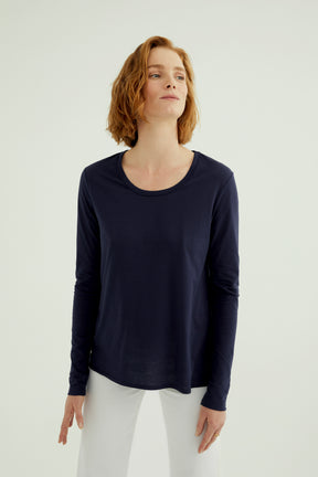 Miriam Frauen T-Shirt Rundhalsausschnitt Langarm Nachthimmel