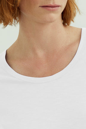 Miriam Damen T-Shirt Rundhalsausschnitt Langarm Weiß